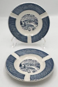 Currier & Ives Royal China lotto di 2 posacenere 5 1/2" uomo e donna sulla panchina del parco - Foto 1 di 9