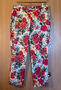 L.K. Bennett London US Size 10 Floral Cropped Cotton Blend Pants - Picture 1 of 4