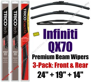 Limpiaparabrisas 3pk Premium delantero especial trasero - ajuste 2014+ Infiniti QX70 19240/190/14B - Imagen 1 de 1