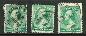 3 TOWN YEAR DATE CDS Cancels 2 Cent Washington Sc #213 Banknote 1888 US 9F72 - Picture 1 of 4