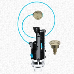 LONG Cable Toilet Dual Flush Cistern Valve with Brushed Brass Gold Push Button - Picture 1 of 7