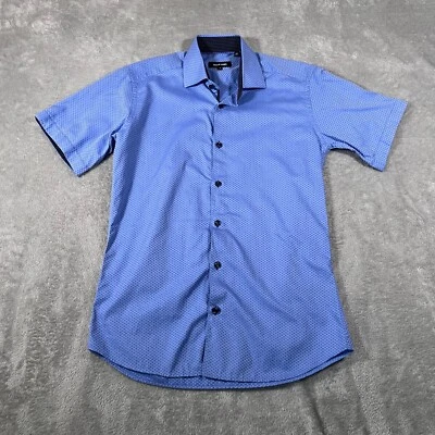 Jared Lang Shirt Mens Small Blue Geometric Short Sleeve Button Up Collared - Image 1 of 4