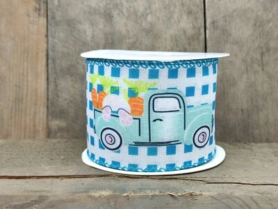 Schleifenband Dekorationsband " Pick up blau " 6,3 cm breit - 1 Rolle  (9m) - Bild 1 von 3