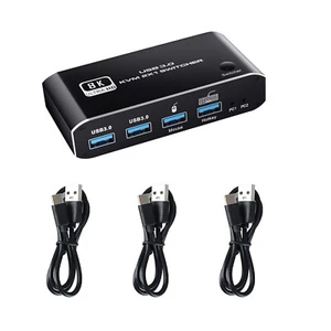Dual-port HDMI 2.1 KVM Switch 2X1 4K 120Hz 4 Port USB 3.0 8K 60Hz With Hotkey t - Photo 1/15