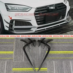 Forged/Carbon Fiber Front Bumper Canard Fins Fits Audi A5 S-line S5 B9 2018-2019 - Picture 1 of 26