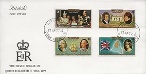 21/4/1977  AITUTAKI-COOK ISLANDS-QUEEN ELIZABETH 11 SILVER JUBILEE SET FDC - Picture 1 of 1