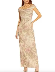 Vestido de noche Adrianna Papell para mujer jacquard fuera del hombro 16 - Imagen 1 de 3