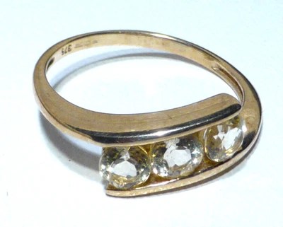 9ct Gold Ring Citrine .99ct UK Hallmark Size O Boxed Foto 1 de 4