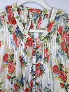 Aratta Anthropologie Maya Bluse Oberteil Knopfleiste hinten Blumenmuster Rüschen Damen XL - Bild 1 von 11