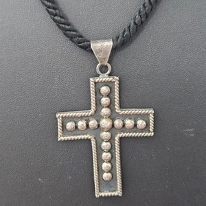 Ciondolo Vintage Taxco Mexico Grande 3” Argento Sterling 925 Dichiarazione Croce TS-79 - Foto 1 di 10