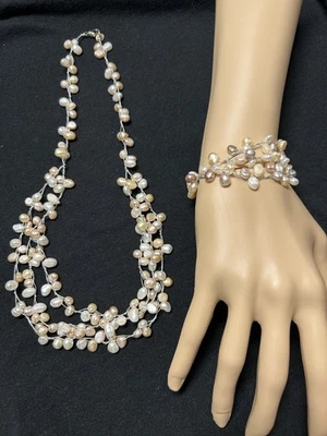 Collar y Pulsera MULTI Cierre Esterlina DISEÑADOR Luc 3 Hilos Barroco COMBINACIÓN Foto 1 de 4