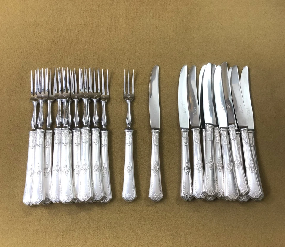 12 couvert à fruit SFAM modèle EMPIRE SANS GENE métal argenté Couteau Fourchette - Photo 1/4