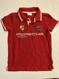 Porsche Drivers Selection Red 911 Turbo Racing Team Cotton Polo Kids Size 10 - Picture 1 of 10