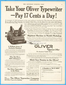 Oliver Standard 1911 escritor visible máquina de escribir anuncio impreso vintage Chicago Illinois - Imagen 1 de 1