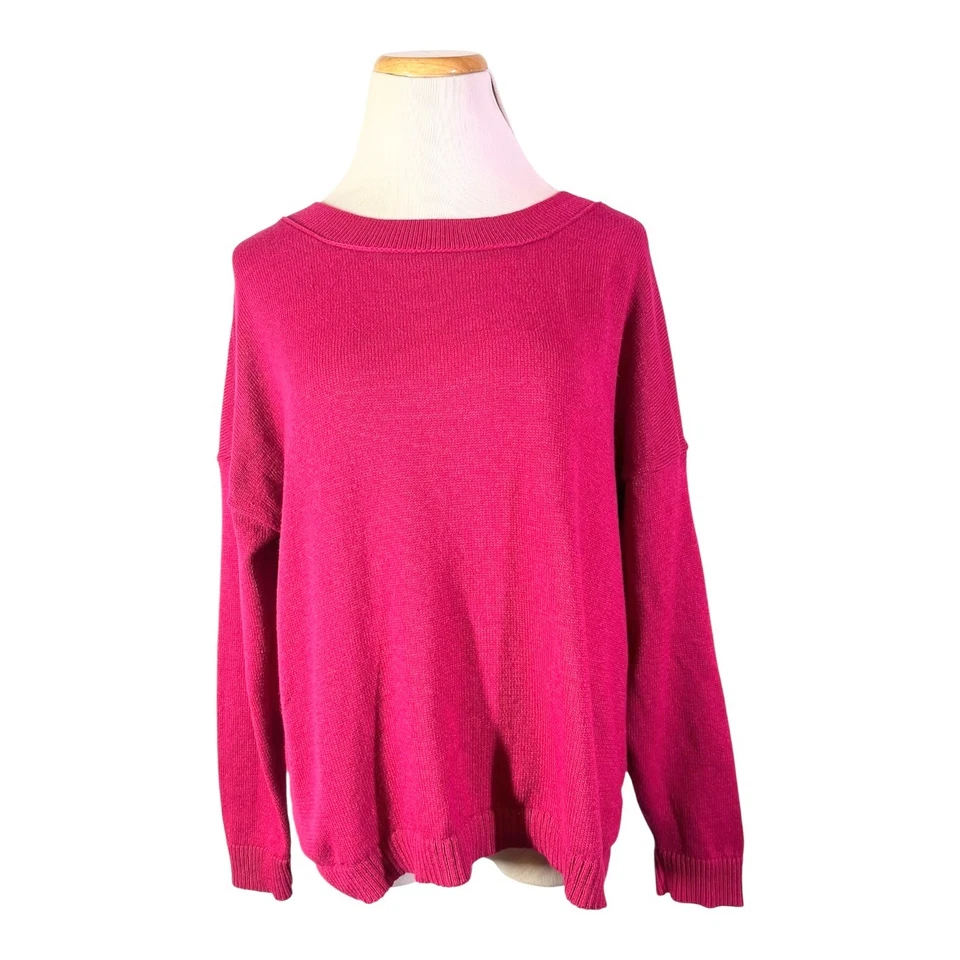 J. Jill Size M Pink Drop-Shoulder Pullover Sweater - Image 1 of 4