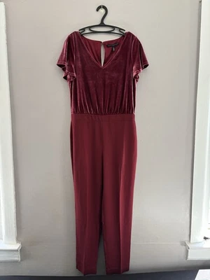 NWT $170 White House Black Market Jumpsuit Women’s Velvet Bodice Maroon Size 8 - Image 1 of 4