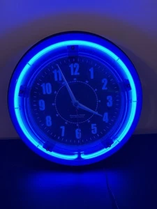Sterling & Noble Neon Clock Company Retro Blue Analog 11” Wall Clock VTG - Picture 1 of 8