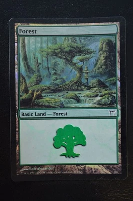 Magic The Gathering MTG FOREST (304) FOIL Champions of Kamigawa LP Played - Image 1 of 2