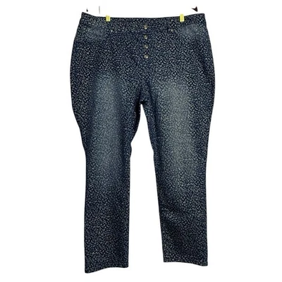 DG2 Diane Gilman Skinny Leopard Pants Jeans Women Sz 1X Glitter Camo Animal Skin - Image 1 of 4