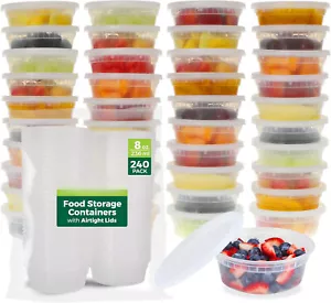 Food Storage Containers [240 Set] 8 oz Plastic Deli Containers with Lids - Picture 1 of 6