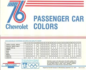 1976 Chevrolet Factory Paint Chips Camaro Monte Carlo Impala Sales Brochure - Picture 1 of 3