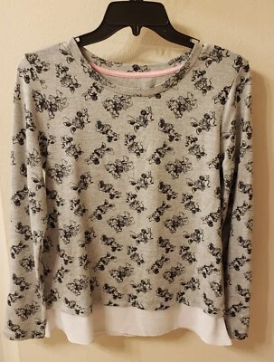 ♡DISNEY Posh MINNIE MOUSE Gris/Negro/Plateado Manga L Top, Dobladillo de Gasa Talla S Nuevo sin Etiquetas Foto 1 de 4