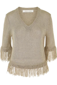 Bishop + Young Oatmeal Beige Fringe Sweater Size XS - Picture 1 of 7