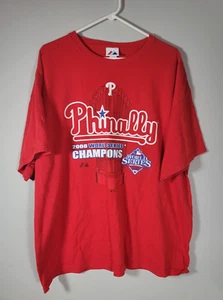 Philadelphia Phillies FINALMENTE Majestic 2008 Serie Mundial Campeones Rojo 2XL Defecto - Imagen 1 de 8