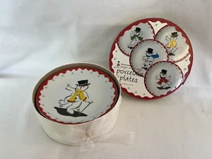 Boston Warehouse SINGING in the SNOW Dessert Plates set of 4 Snowmen 6 ½” in Box - Picture 1 of 7
