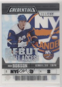 2019 Credentials Debut Ticket Access Acetate /299 Noah Dobson #RTA-10 Rookie RC