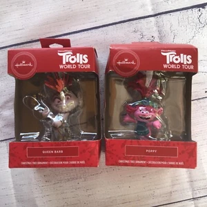 2ct Hallmark Dreamworks Trolls World Tour POPPY & QUEEN BARB Adornos de Navidad - Imagen 1 de 4