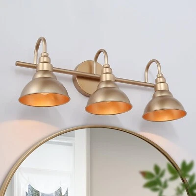 Lámpara de tocador Classy Leaves B0CHY2BC5M 3 luces 23" con, oro oscuro Foto 1 de 4