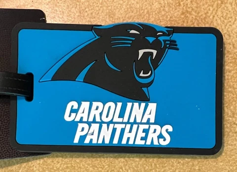 2 ~ NFL Carolina Panthers ~  Soft Luggage ID Bag Tags /Gym bag / Golf bag ~ NEW Cover