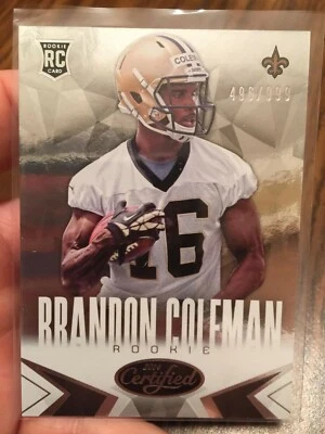 BRANDON COLEMAN 2014 CERTIFIED NEW ORLEANS SAINTS ROOKIE INSERT RC /999! RUTGERS - Image 1 of 2