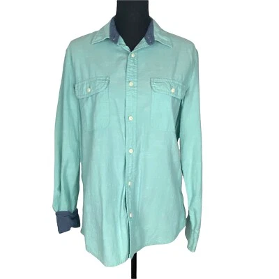 Camisa con botones NORDSTROM para hombre talla M verde menta manga larga informal 18-10 Foto 1 de 4
