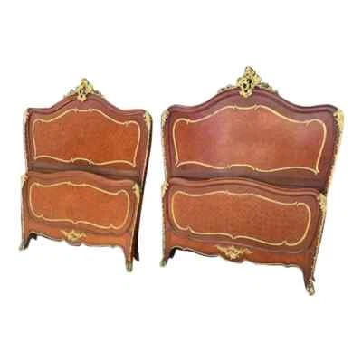 Stunning Pair Of French Antique Mahogany & Rosewood with Omalu Twin Beds - Image 1 of 4