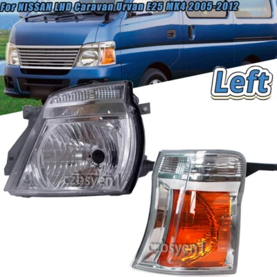 Left Headlight Corner Lamp NO Bulb For NISSAN LHD Caravan Urvan E25 MK4 2005-12 - Image 1 of 4
