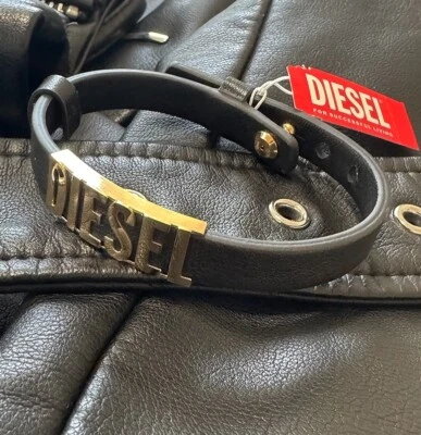 Pulsera apilable de cuero negro fuente diésel DX1440710 NUEVA CON ETIQUETAS Foto 1 de 2