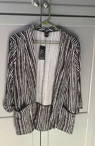 Robert Louis Womens Open Front Jacket Pockets 3/4 Sleeves Multi Color NWT L - Picture 1 of 8