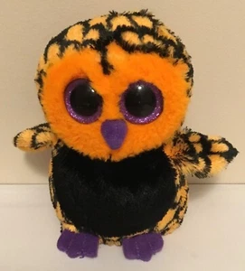 TY Beanie Boos Haunt the Owl Plush 2013 Orange Black Purple Glitter Eyes 6" - Picture 1 of 4