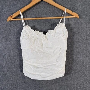 Zara Shirt Womens US M / AU L White Top Cami Gathered Fitted Ruffles Festival Z1 - Picture 1 of 11