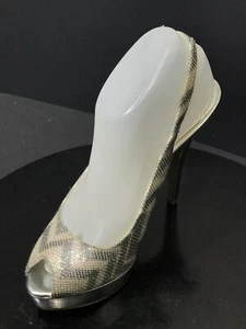 Enzo Angiolini Shimmer Gold Sparkle Peep Toe Platform Women Heels Size US 7.5 M - Picture 1 of 7