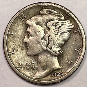 1924-S Mercury Silver Dime Extremely Fine XF Coin #15304 - Picture 1 of 3