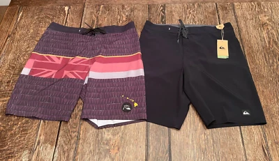 2 (лот) новый с Ярлыками QUICKSILVER Highline мужской размер 34 серфинга плавать SurfSilk доска шорты - Изображение 1 из 4