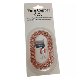 100% Pure Copper Polished Link Bracelet 8.5" x 0.5" Holistic Pain Relief #M-15 - Picture 1 of 6
