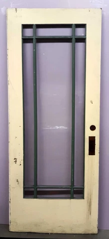 31.5"x79.5" Antique Vintage SOLID Wooden Exterior Entry Door Windows Wavy Glass Cover