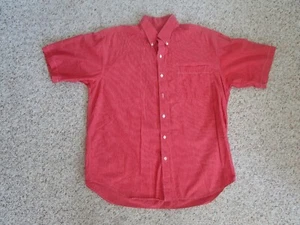 Camisa Oleg Cassini Salute para hombre con botones talla XL roja blanca a cuadros manga corta - Imagen 1 de 2