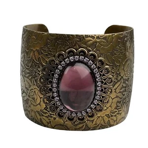 Liz Palacios SF Cuff Bracelet Wide Large Purple Glass Rhinestone CrystalsOrnate - Picture 1 of 10