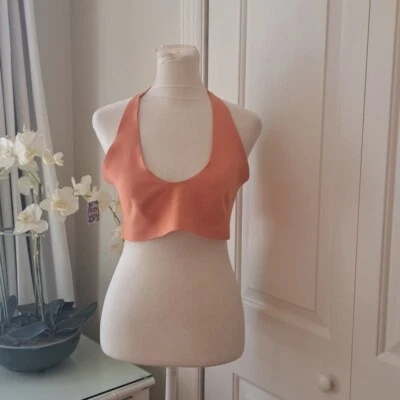 NUEVO CON ETIQUETAS Free People Intimately Mujer Pomelo Naranja Sin Costuras Halter Brami S-LG Foto 1 de 4