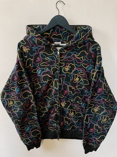 A BATHING APE (BAPE) Vintage Y2K Bape A Bathing Ape Neon Camo Fullzip Hoodie Black Multi